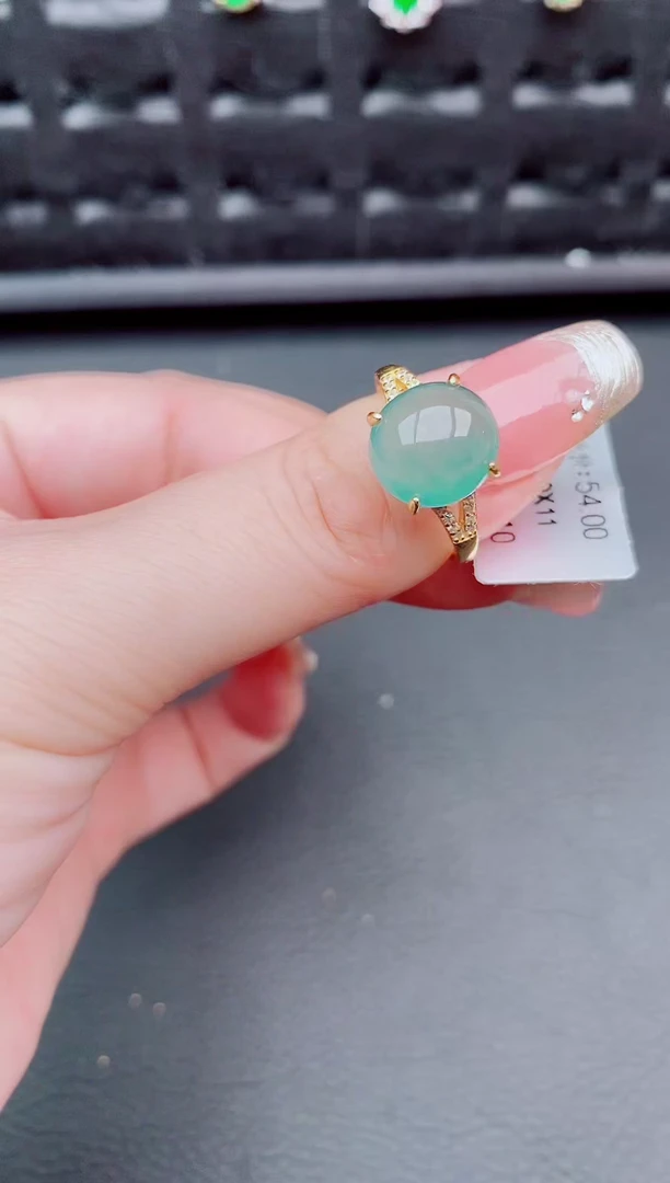 翡翠戒指银S925镶嵌天然a货翡翠44