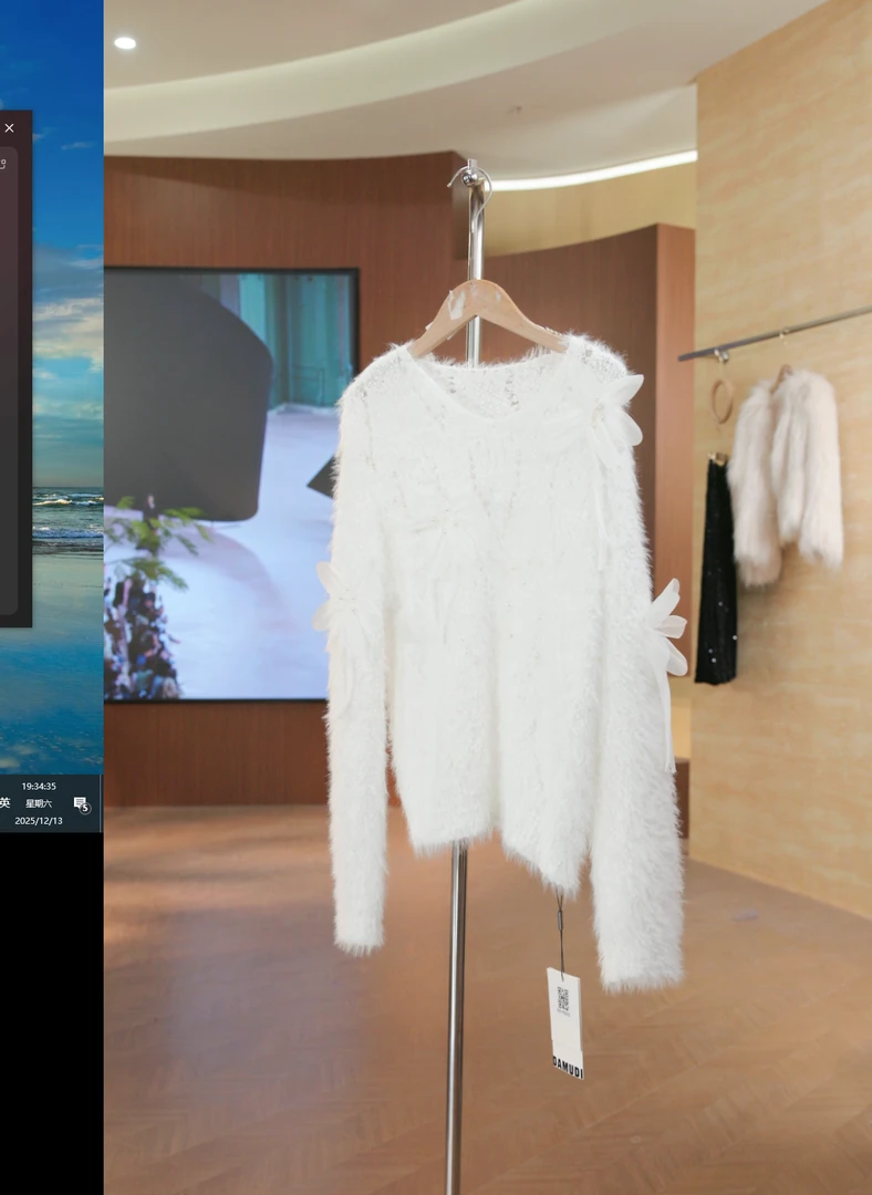 829-9500白 气质风长袖法式毛针织衫打底毛衣套头百搭