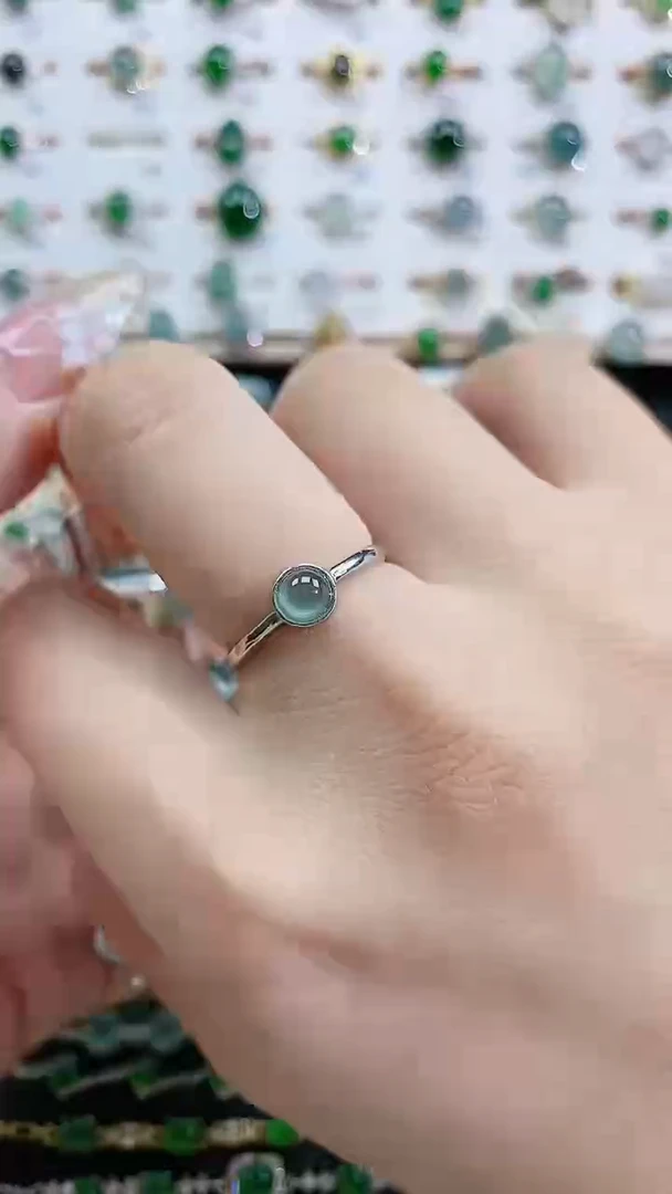 银S925镶嵌戒指翡翠天然翡翠