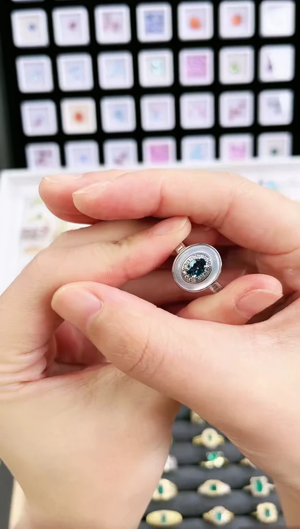 托帕石戒指银S925镶嵌o6652