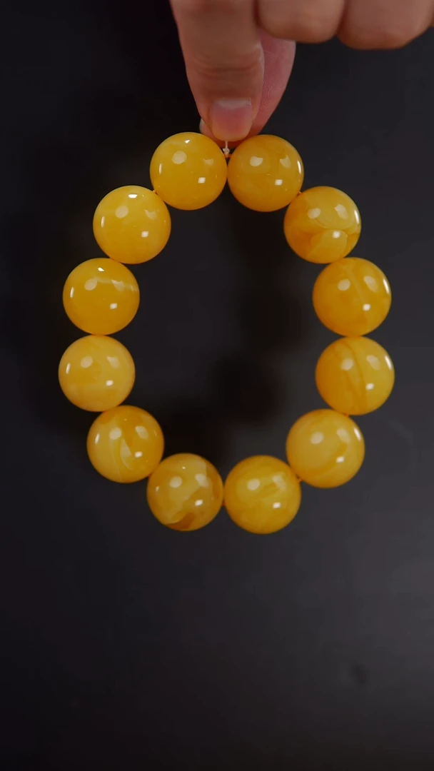 【闪购商品】蜜蜡手链未镶嵌焦皮料圆珠手串57.75