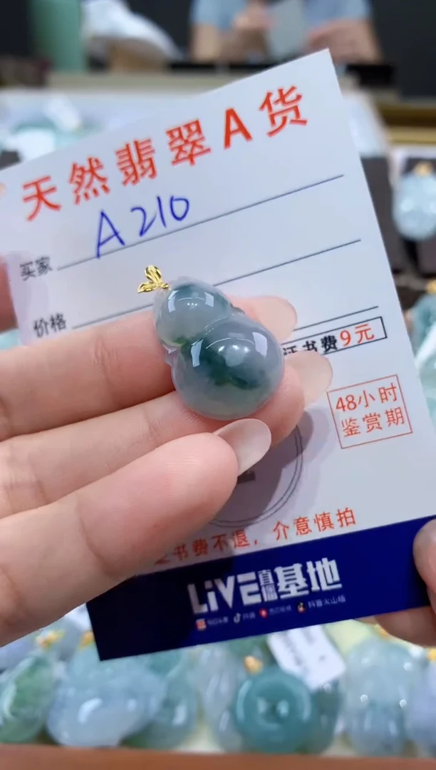 颈饰18K金镶嵌翡翠天然翡翠A货挂件