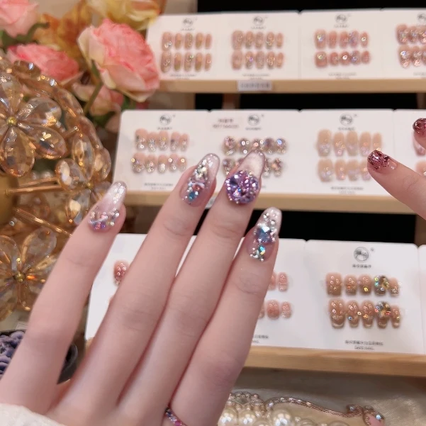 紫紫冰-SAYE飒爷手工美甲-可重复佩戴-掉钻包补-10片