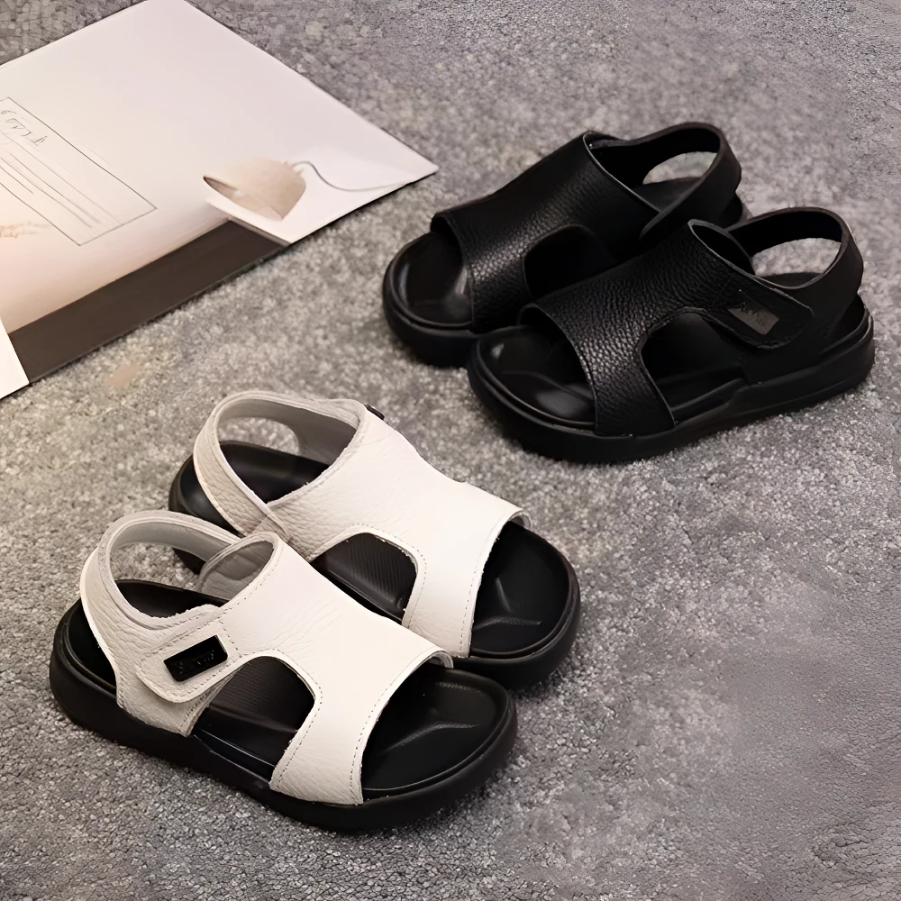 凉鞋儿童宝宝夏季6-12岁沙滩软底防滑大童新款1-3岁潮款男童真皮