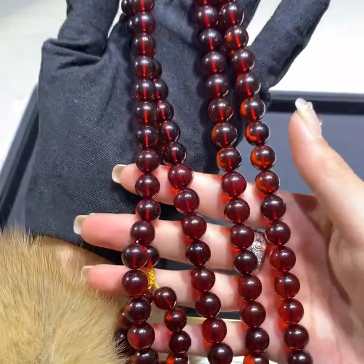 【逍遥严选】琥珀血珀圆珠约9mm项链*719/165/多样性发/1件