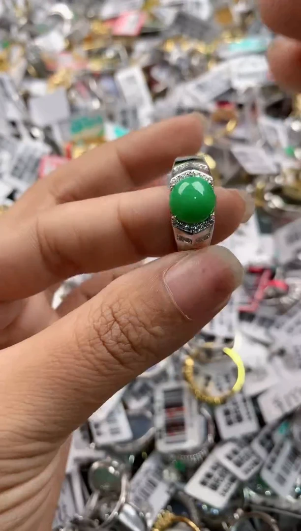 银S925镶嵌戒指翡翠555---2