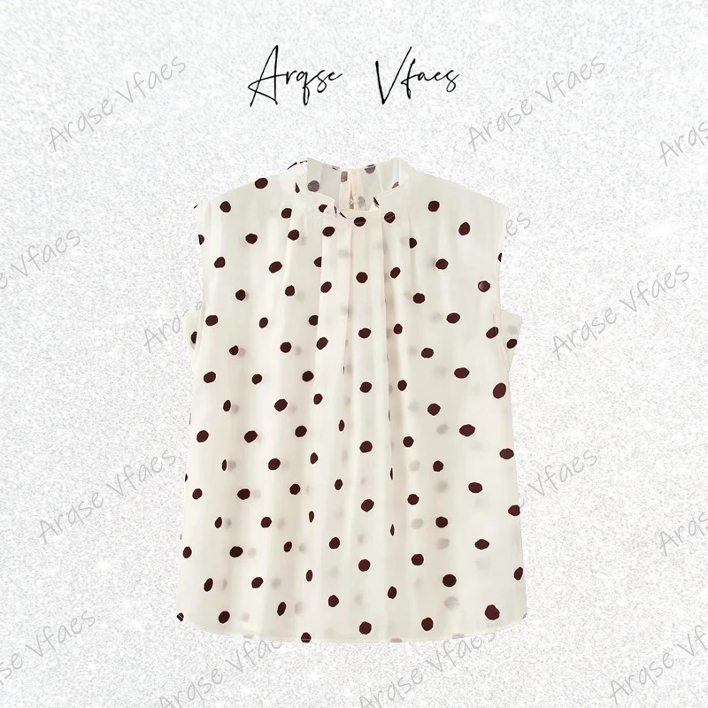 [ARQSEVFAES正品]—2025夏季新款时尚气质百搭波点上衣-Y566897