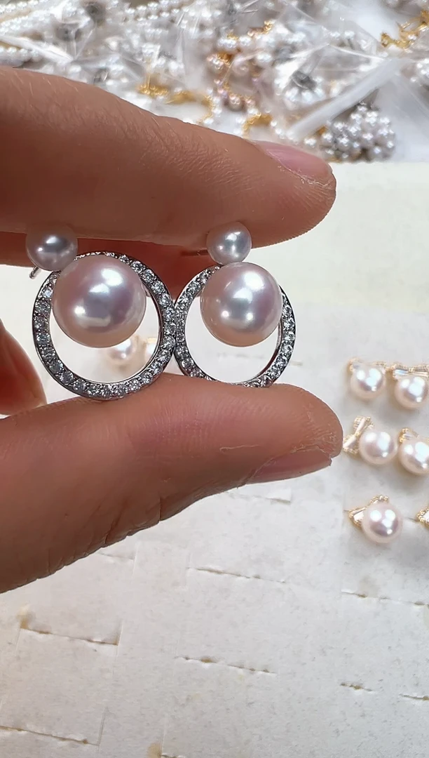 【闪购商品】淡水珍珠耳饰未镶嵌双珠圈圈