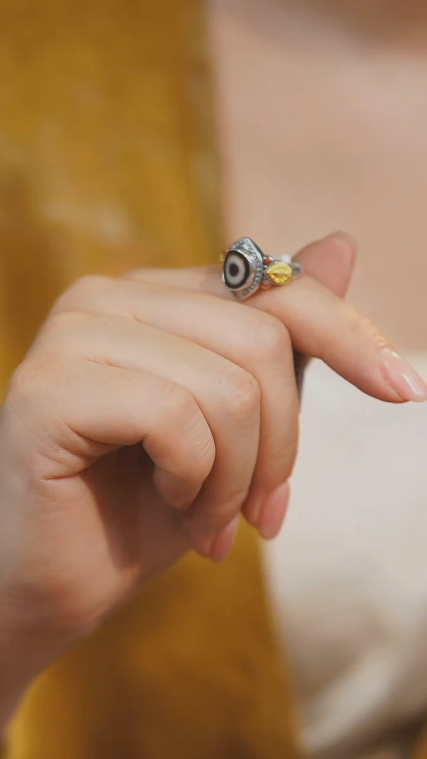 玛瑙/玉髓戒指银S925镶嵌多样性发其一