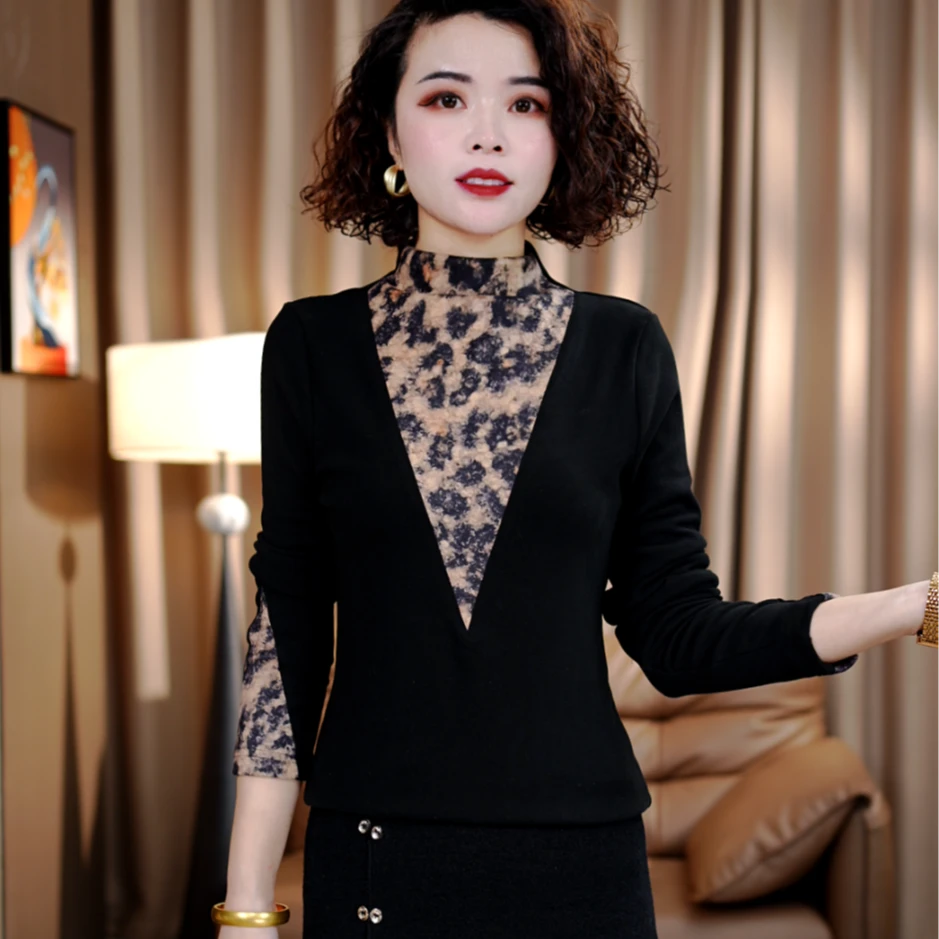 秋冬时尚气质中老年女装减龄加绒保暖遮肚子妈妈打底衫