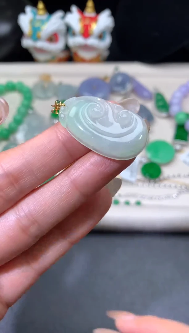 吊坠(不含链)18K金镶嵌翡翠翡翠