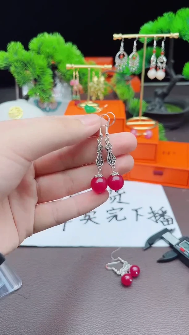 【闪购商品】玛瑙/玉髓耳钉银S925镶嵌205000