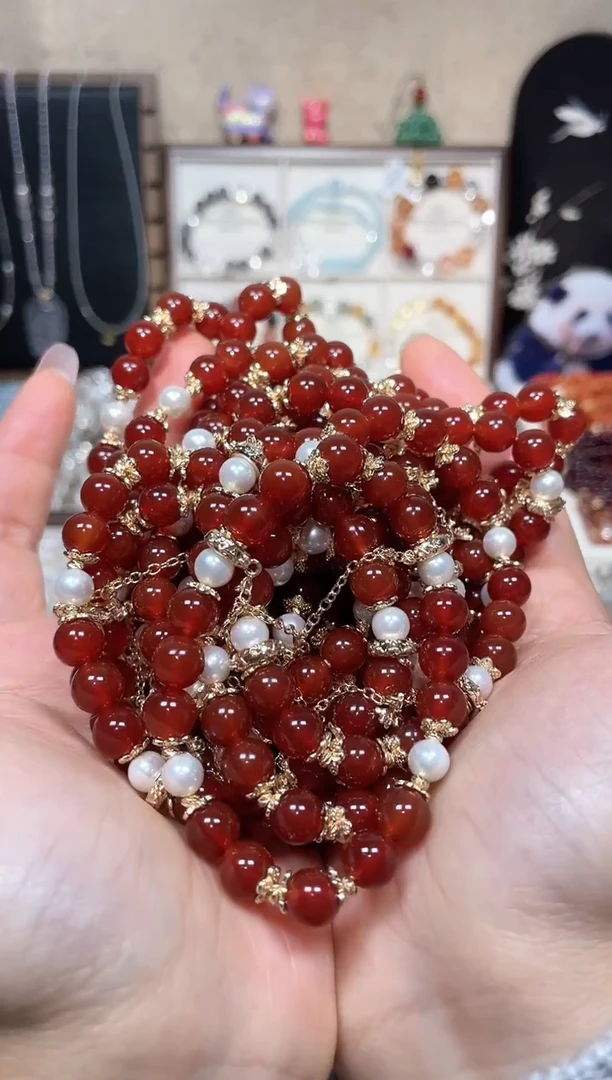 【闪购商品】玛瑙/玉髓手串合金【新年款】红玛瑙8m 设计款手串