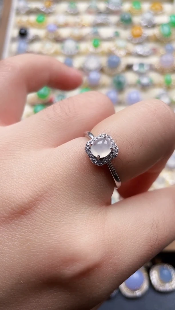 银S925镶嵌戒指翡翠1