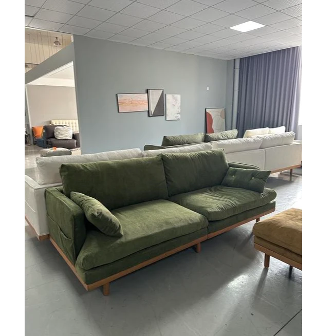 【沙发清仓】舒适版云影沙发三人半位分体灯芯绒沼泽绿 (微瑕)