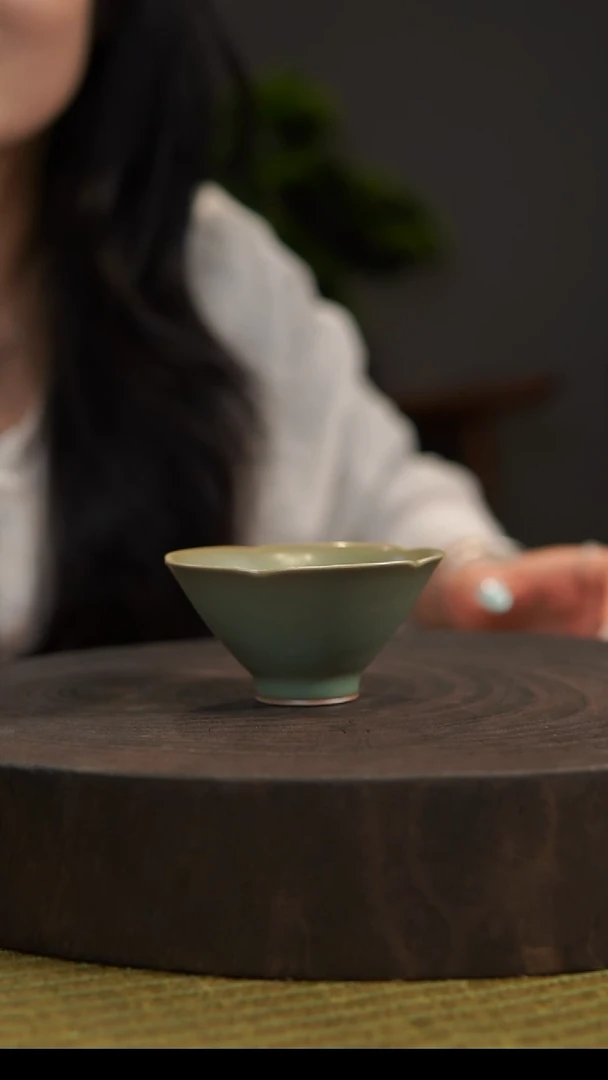 杯子夏***瑚海棠斗笠杯 汝州原产地  原矿老釉