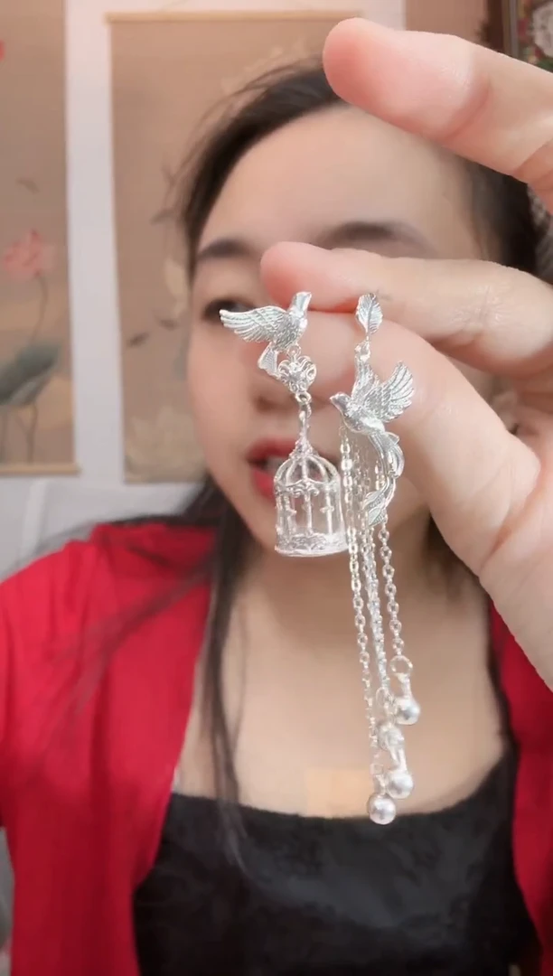 -足银足银喜上眉梢流苏耳钉