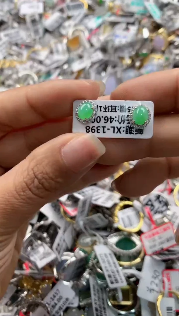 银S925镶嵌戒指翡翠777---7
