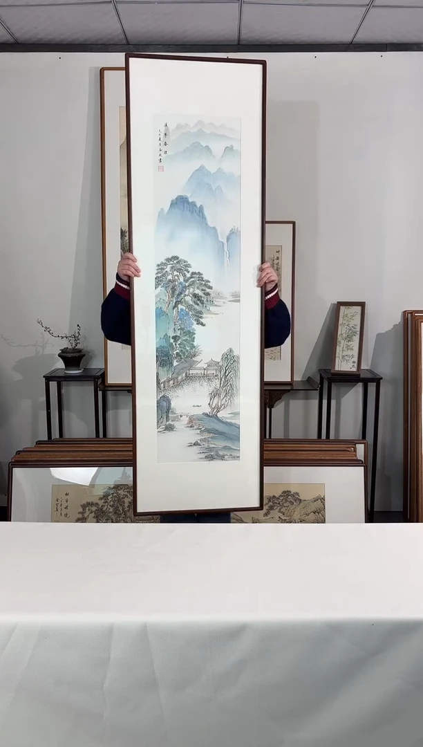 国画手绘*溪亭春烟*52*172cm