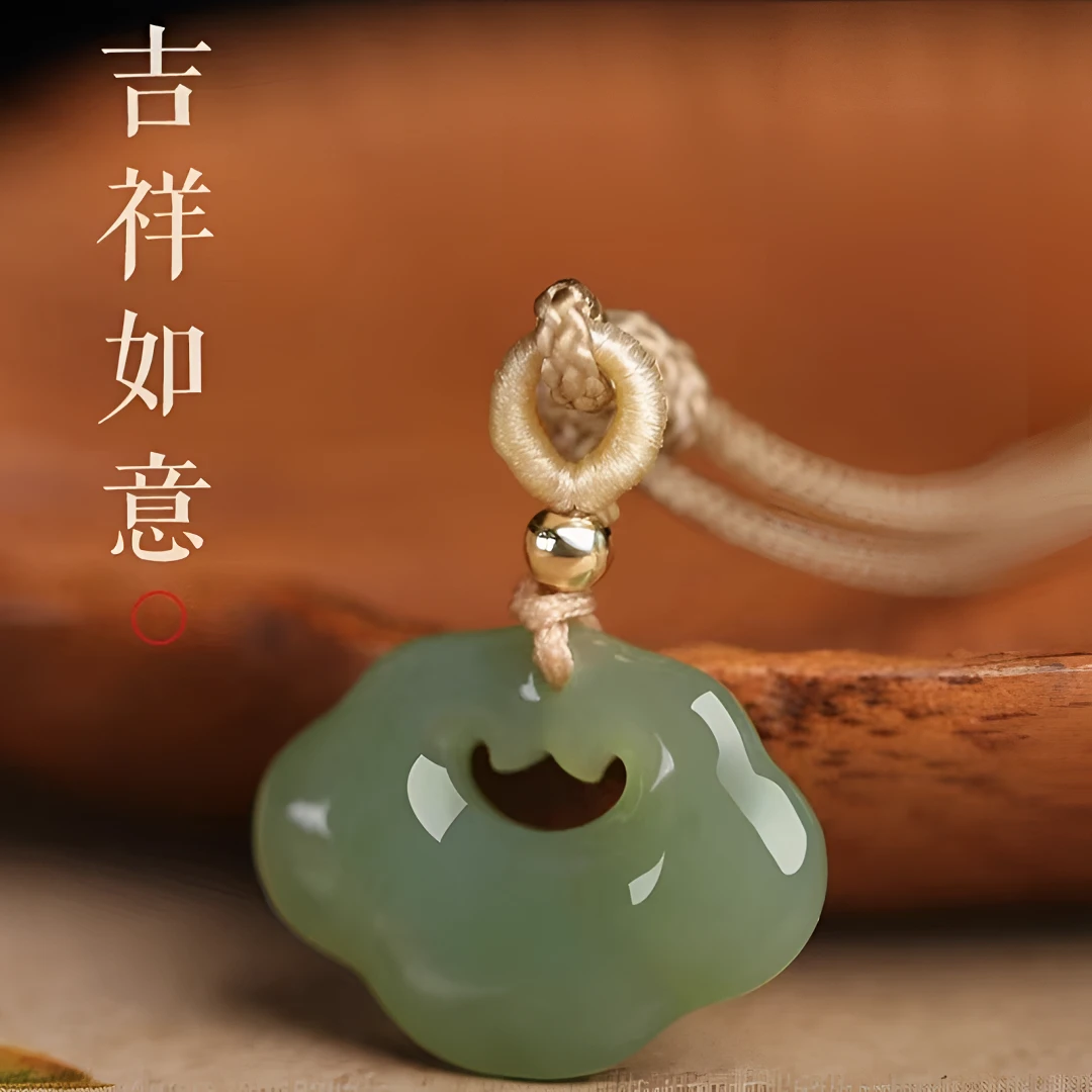 保真和田玉平安如意锁吊坠长命锁男女宝宝女士儿童玉石玉坠平安锁