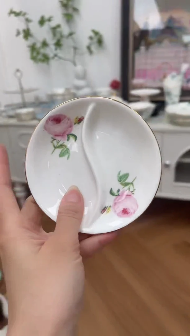 杯玫瑰高骨骨瓷微瑕不退换碟