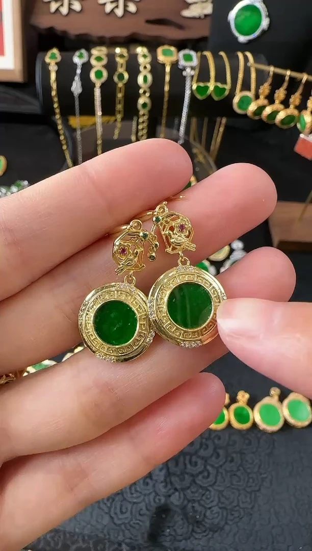 【闪购商品】翡翠耳饰银S925镶嵌耳饰