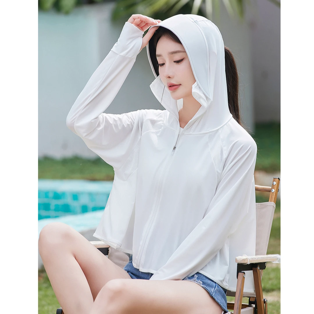 浮力！原纱防晒！黑胶帽檐斗篷款 凉感披肩防晒服 OYS-215