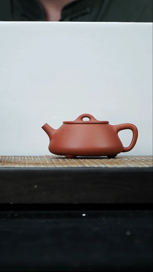 茶壶紫砂平盖石瓢 黄龙山红泥  140cc 06