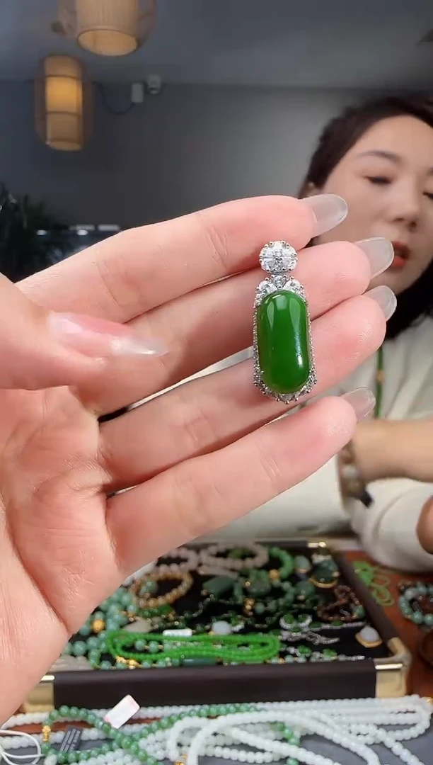 吊坠(不含链)银S925镶嵌和田玉1