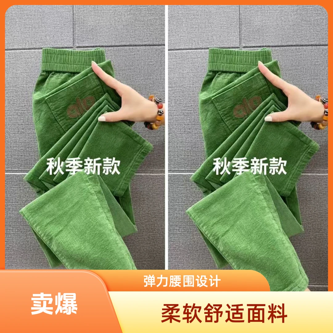 秋冬休闲条绒裤女2025新款灯芯绒宽松高腰哈伦裤百搭显瘦奶奶裤