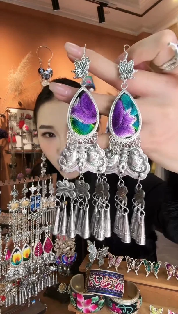 刺绣纯手工民族风耳环