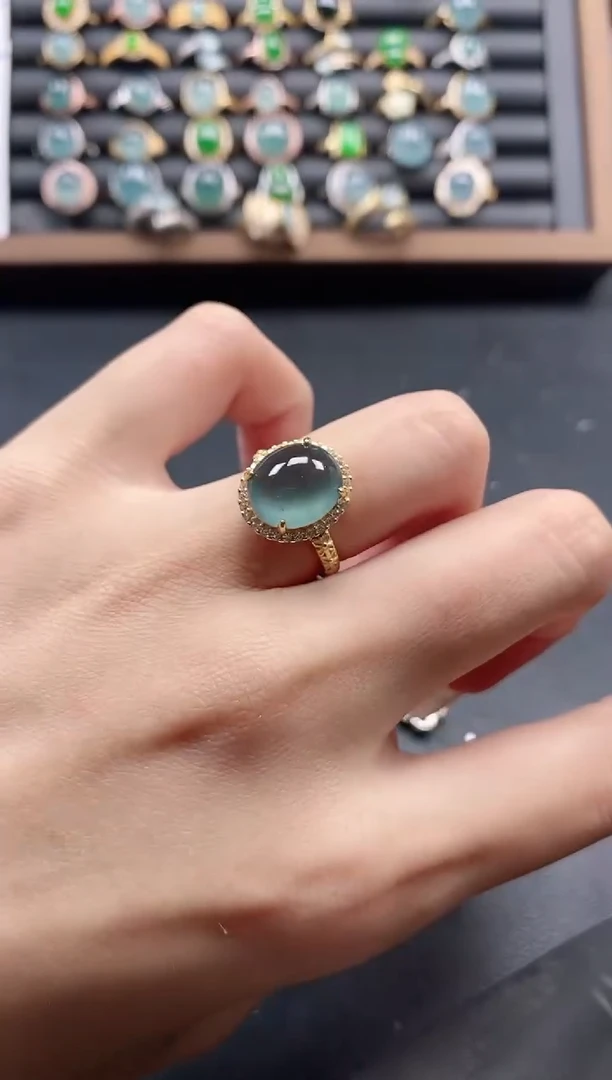 银S925镶嵌戒指翡翠51511