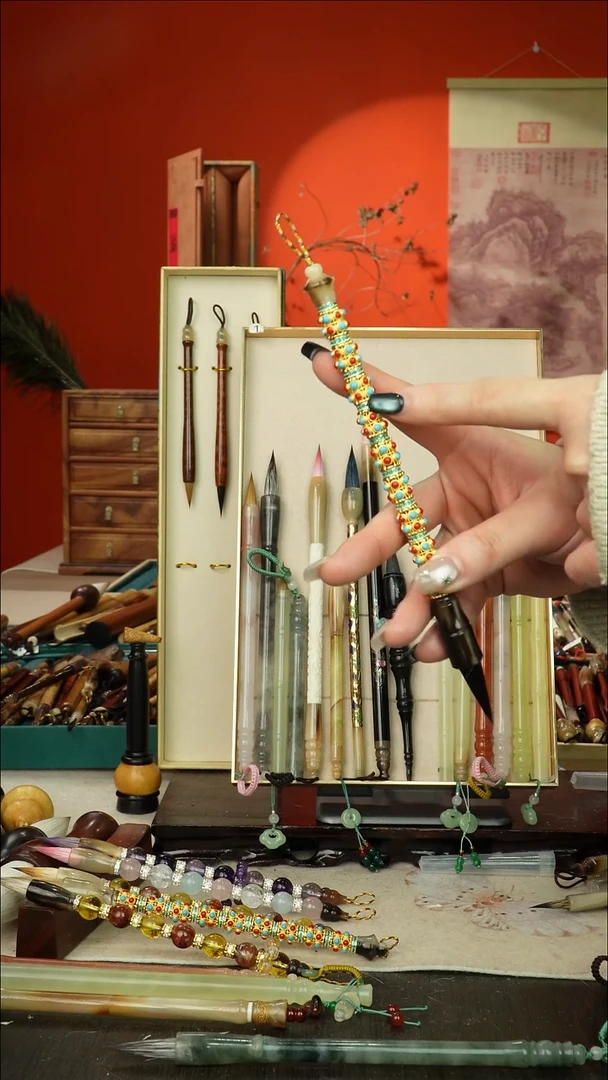 187号闪孤品高货毛笔链接 清水试笔 蘸墨不退