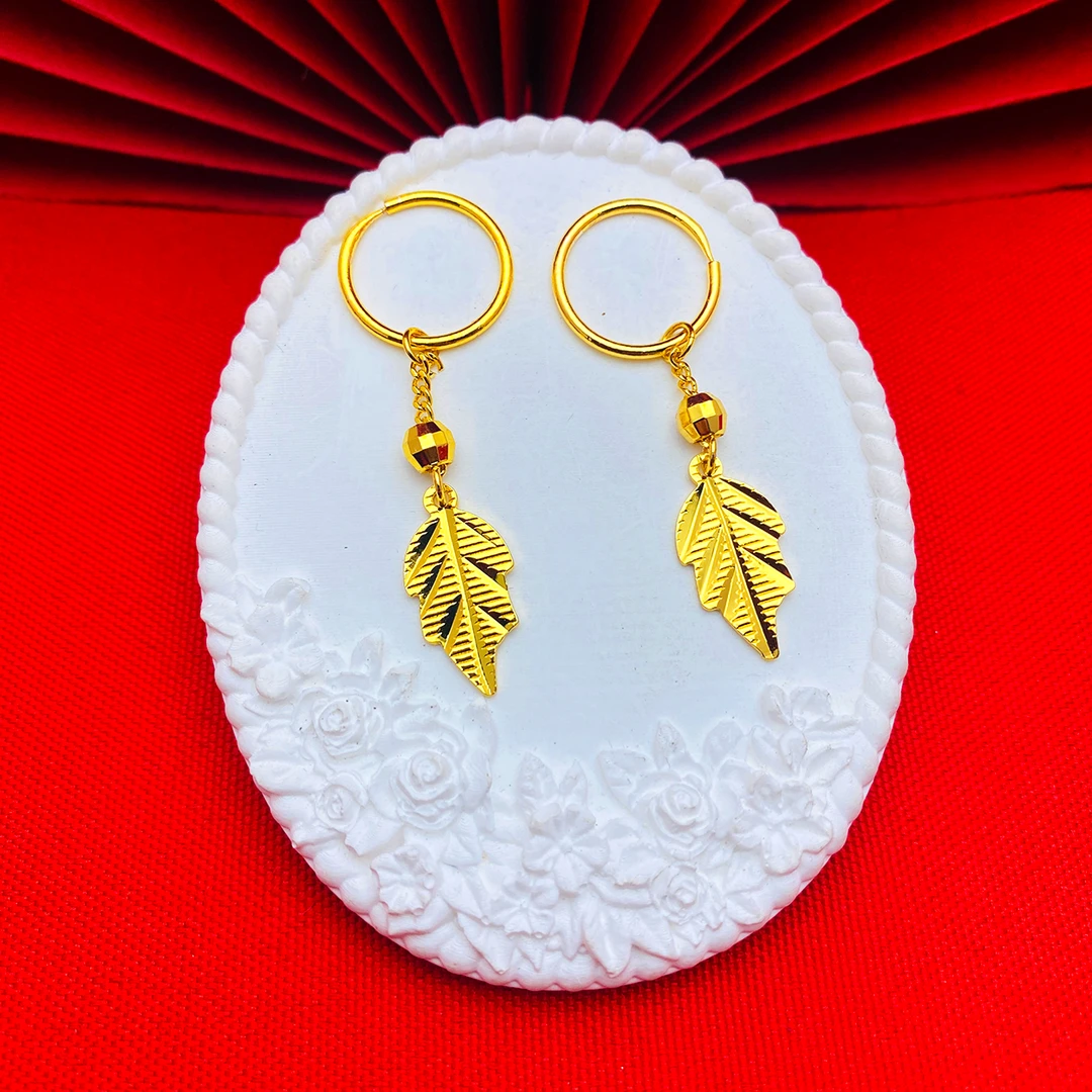 铜合金耳饰 【金枝玉叶流苏耳圈】简约女款网红百搭时尚女士耳环