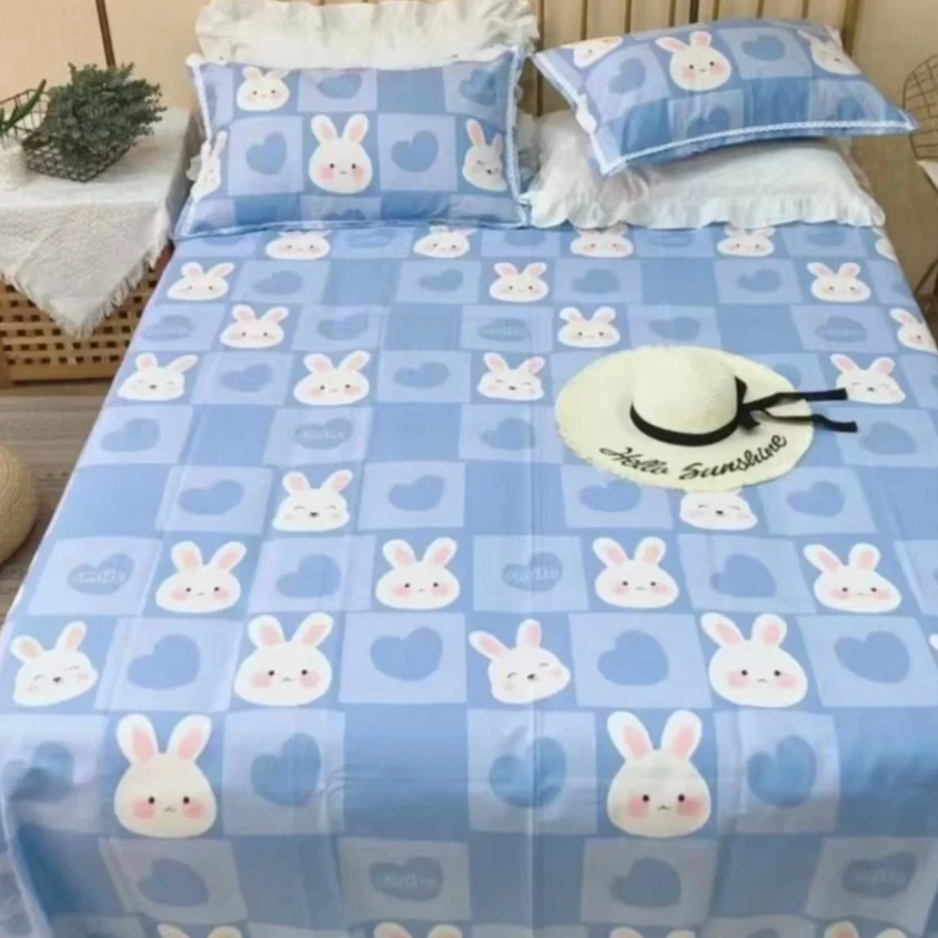 （2.5米床单） 正宗山东大帆布细纱四股原棉粗布吸汗透气【可爱小兔】