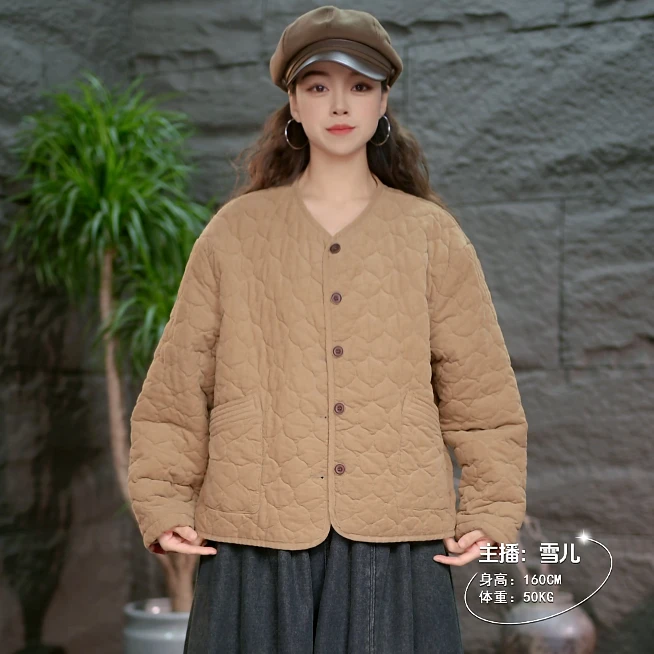 【条绒两面穿棉服】爆款女装2025新款厚款宽松棉袄外套保暖棉衣