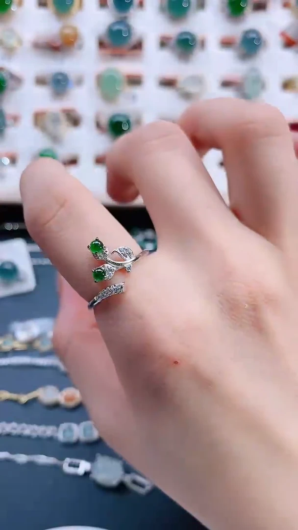 银S925镶嵌戒指翡翠天然翡翠