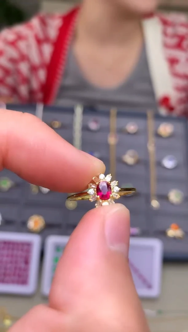 银S925镶嵌戒指红宝石戒指