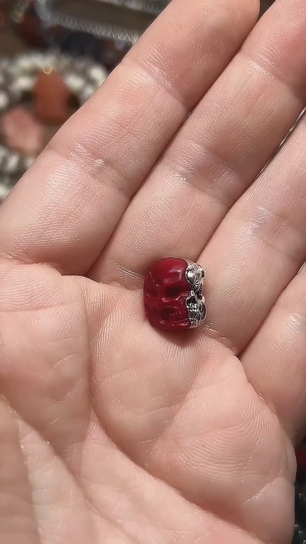 鹿骨其他天狗红双拼骷髅顶珠