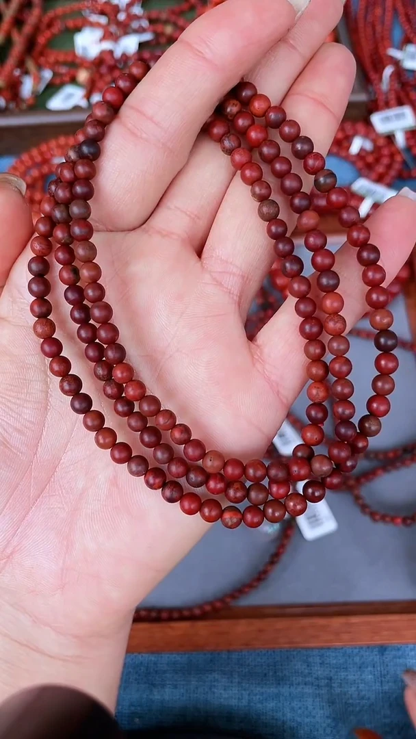 未镶嵌手串南红玛瑙N04九口包浆乌石多圈