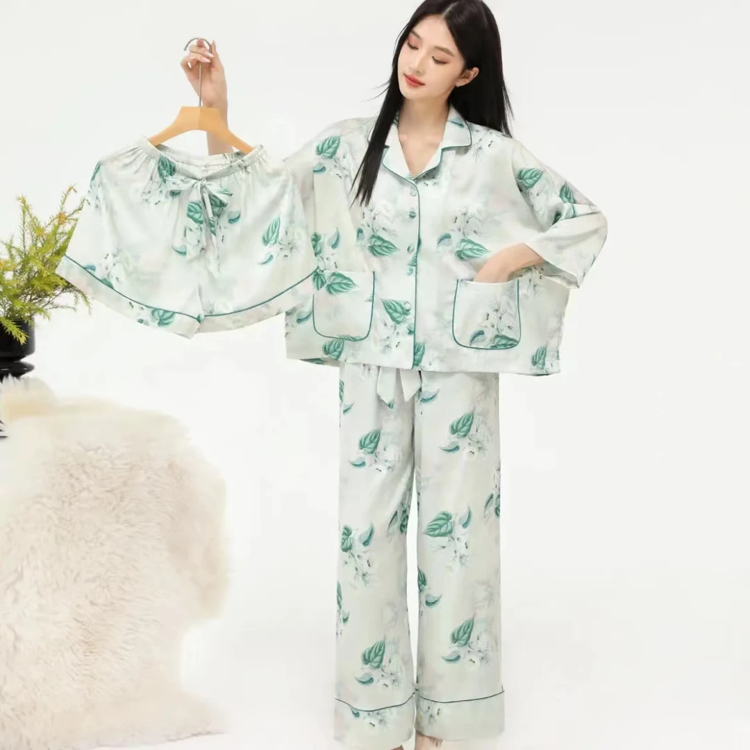 三件套睡衣女蝙蝠袖大码三件套家居服套装