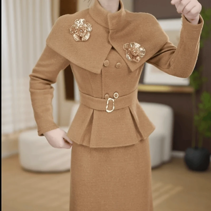 B812【上衣+半身裙】2025冬季新款时尚遮肉修身显瘦高级感套装裙