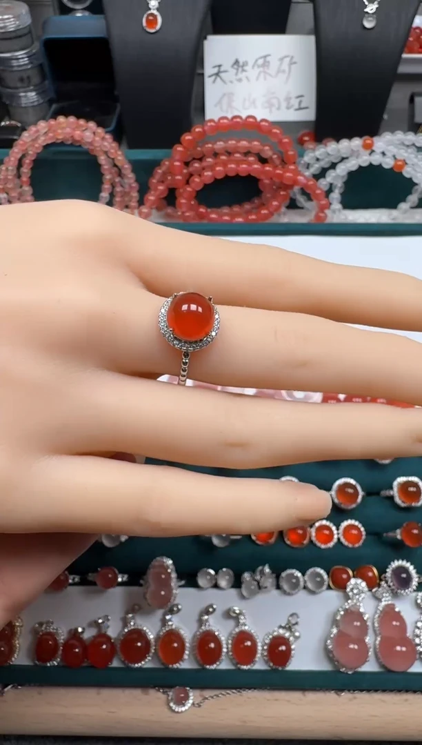 银S925镶嵌南红玛瑙戒指逍*【精美款】