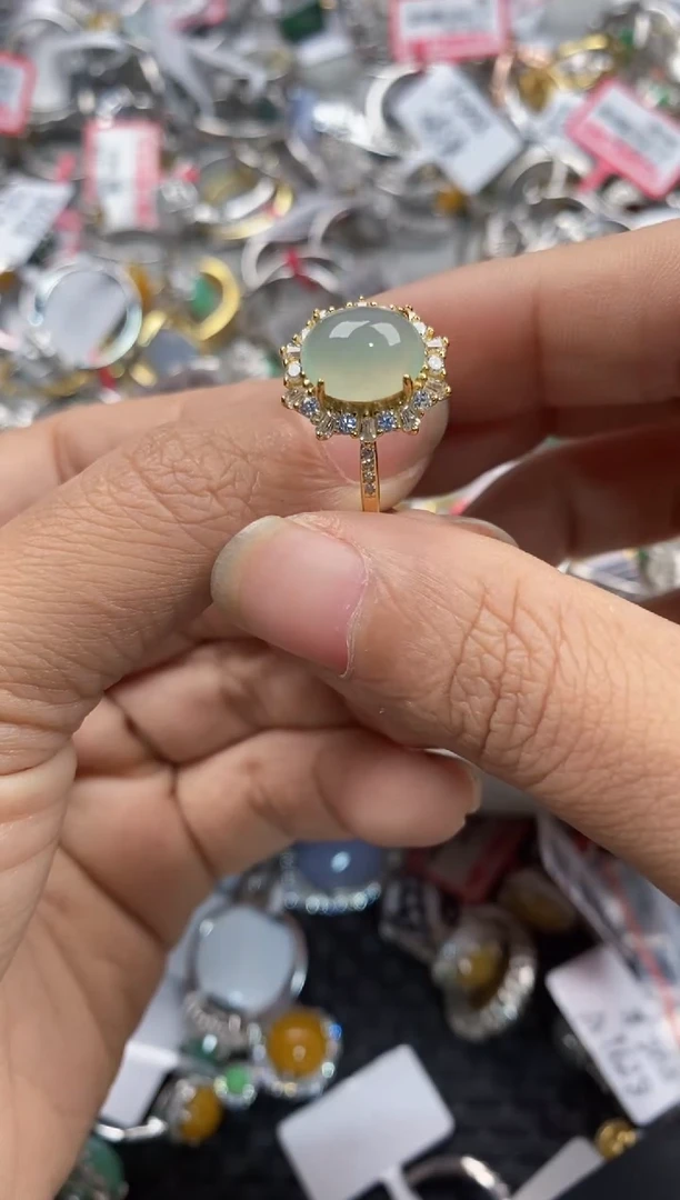 银S925镶嵌戒指翡翠6666----4