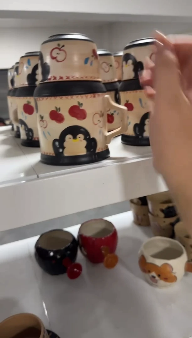 陶瓷企鹅杯子【十里高温釉下彩陶瓷】