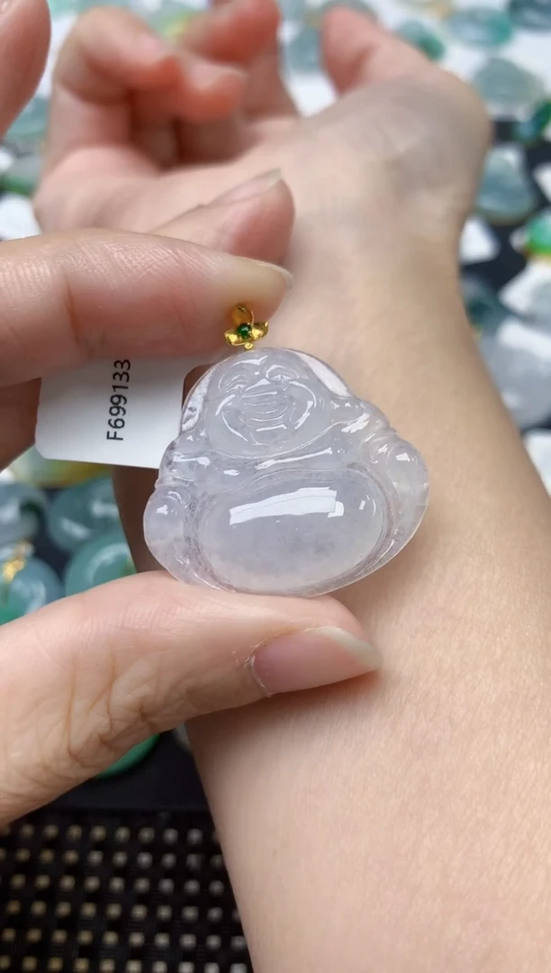 颈饰18K金镶嵌翡翠天然缅甸A货翡翠