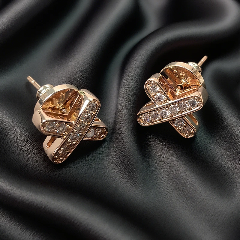 合金锆石耳饰 8472合金锆石耳钉 设计师款 精致百搭 2025新款彩色