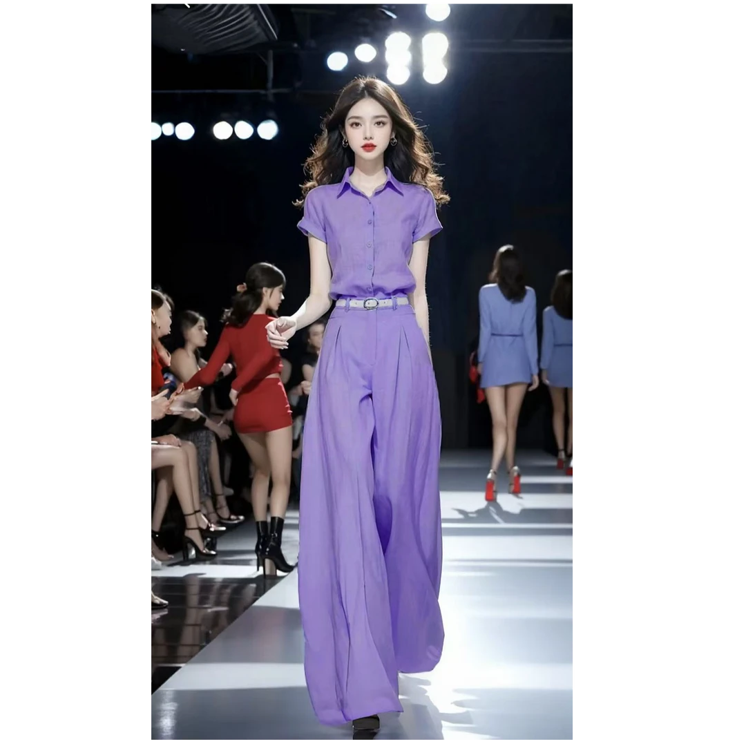 盐系穿搭显瘦减龄时髦高级感干练气质爆火上衣裤子两件套装女夏季