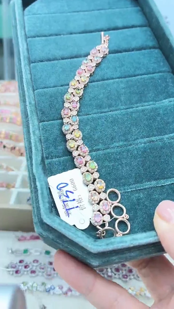 银S925镶嵌手链碧玺446ZB1119产品一个（多样性）