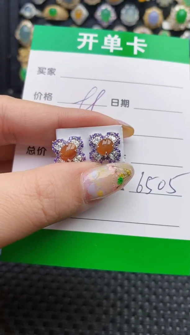 翡翠戒指银S925镶嵌6505